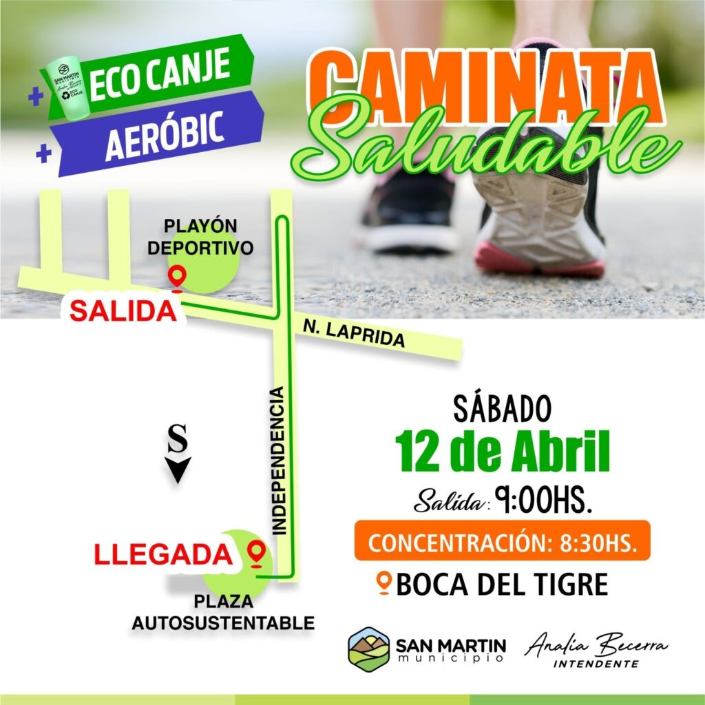 San Martín se mueve Caminata Saludable, Eco Canje y Aeróbic en Boca del Tigre